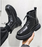 Advbridge Autumn Boots Men Split Leather Martins Boots Fashion Platform Shoes Harajuku Streetwear Male Casual Motorcycle Ankle Boots