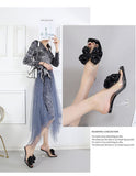 Advbridge 2023 Summer High Heels Shoes Women Modern Sandals Flower Shoes Brand Women Sandals Ladies Heels Black Blue Plus Size 42 A3536
