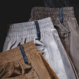 Advbridge Draped Velvet Shorts For Mens Cotton Sports Gray Loose Stitching Street Five-point Pants ManTrend Workwear