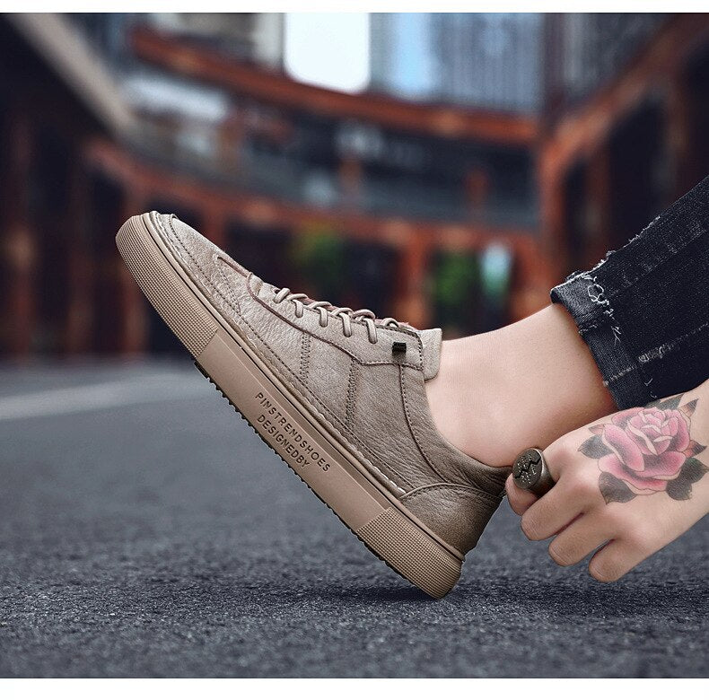 Advbridge Luxury Genuine Leather Men's Sneakers Lace Up Mens Casual Shoes Outdoor Daily Shoes Male Handmade Leisure Shoes For Man