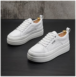 Advbridge New White Leather Men Casual Shoes fashion Platform Sneakers Trainers Height Increasing Shoes Chaussure Homme