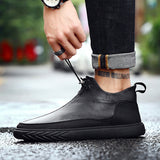Advbridge High-Top Mens Shoes Spring Autumn Male Sneakers Leisure Walking Footwear Soft Comfortable Leather Fashion Man Casual Shoes