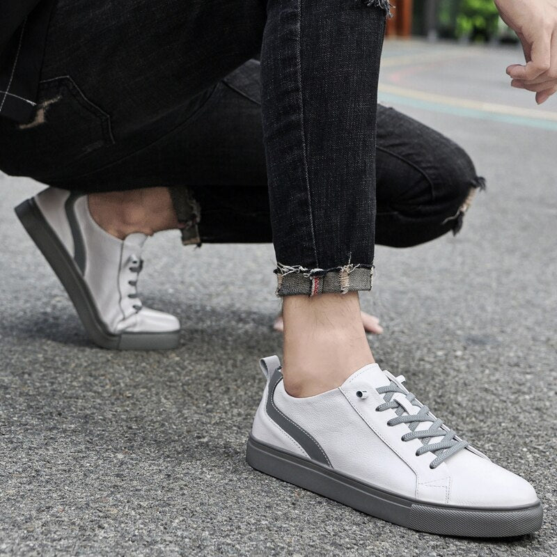 Advbridge Genuine Leather Shoes Casual Sneakers Men Shoes Comfortable Quality Leather Shoes Men Korean Version White Shoes