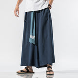 Advbridge Men Wide Leg Pants Mens Cotton Joggers Retro Loose Trousers Man Chinese Style Linen Pants Male Big Crotch Nepal Robe Pants