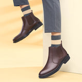 Advbridge Men Rain Boots Mens Boots Chelsea Fashion Shoes Male Ankle Boots Men Casual Boots Men Rubber Shoes Genuine Leather High Quality