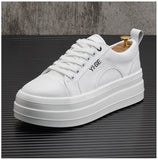 Advbridge New White Leather Men Casual Shoes fashion Platform Sneakers Trainers Height Increasing Shoes Chaussure Homme