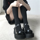 Advbridge Black Gothic Punk Loli Shoes Female Japanese Jk Harajuku Mary Jane Platform High Heels Sweet Girl Lolita Pu Women's Summer Shoes