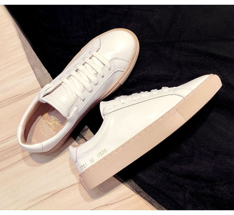 Advbridge Vulcanized Shoes Female Leather White Shoes Women Spring /Autumn Sneakers Women Flat Fashion Casual Shoes Women Zapatos de mujer