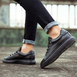 Advbridge Spring Summer New trend Genuine Leather  Men's Shoes Fashion Casual  Sneakers black Wild Flat Shoes Non-slip Board Shoe