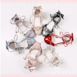 Advbridge Summer kawaii girl sweet lolita shoes vintage round head thick heel women shoes cute lace ruffle bowknot pearl kawaii sandals