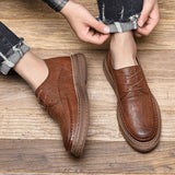 Advbridge Winter new men's low-top leather shoes British style fashion all-match tooling shoes men's casual big head leather shoes