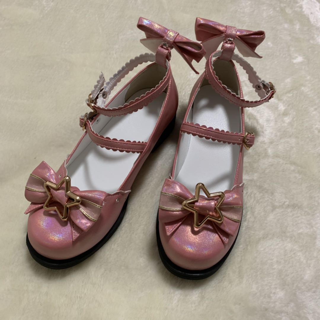 Advbridge Comfortable Lolita Shoes Low Heel Magic Laser Tea Party Women Sweet Loli Cos Kawaii Girl Lolita Shoes Cosplay Round Toe Female