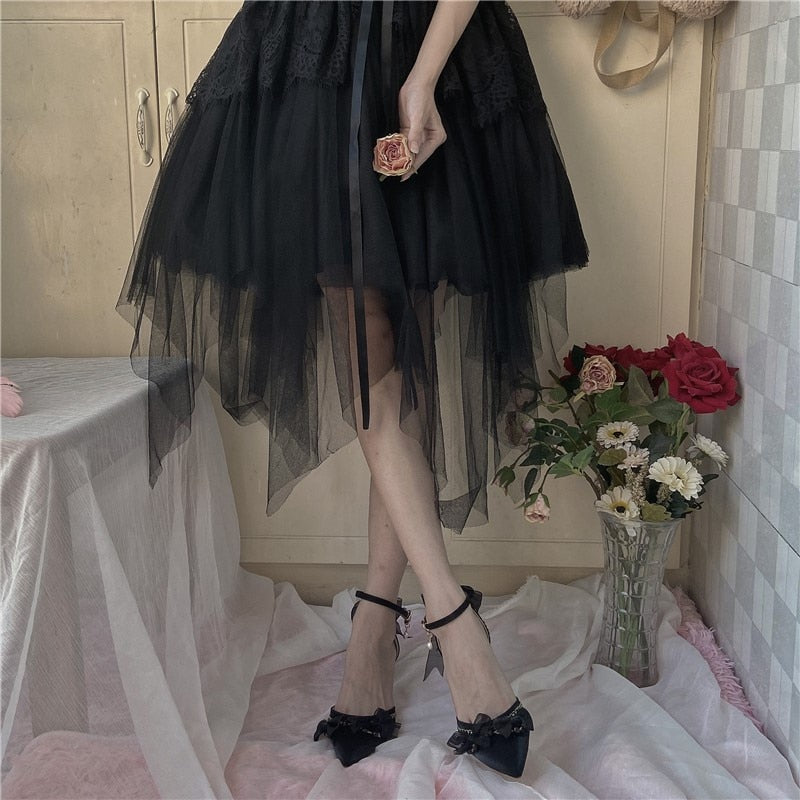 Advbridge Princess Female Kawaii Tea Party Japanese Cute Anime Lolita Shoes Women Harujuku Cosplay Bow Pointed Toe Feminine High Heel 8cm