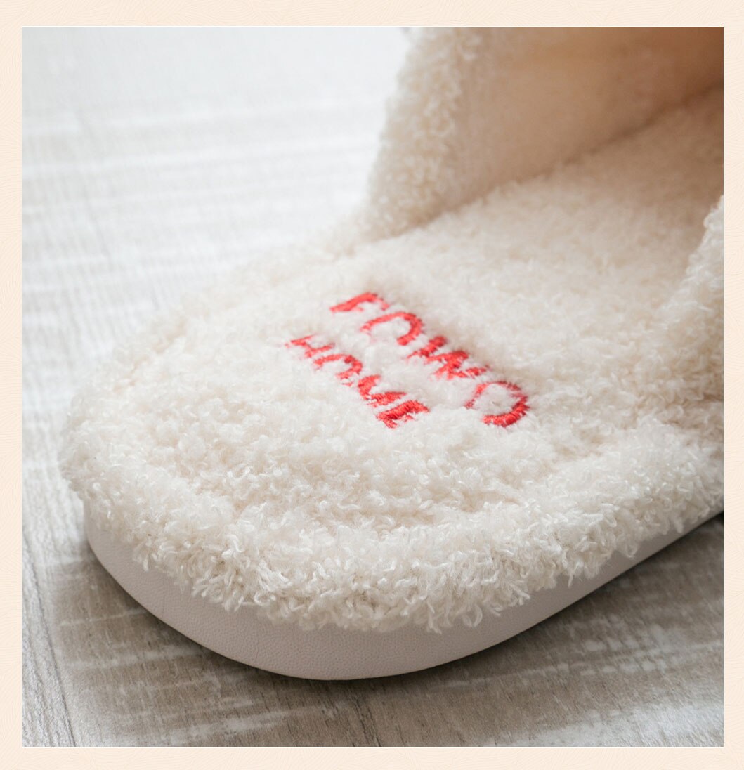 Advbridge Winter Home Cotton Warm Slippers Women Men Fur Shoes Cute Non-slip Soft Sole Indoor Bedroom House Female Couples Furry Slides