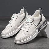 Advbridge Fashion Men British Style Leather Casual Shoes Lightweight Breathable Flats Luxury Platform Shoes Men's White Walking Sneakers