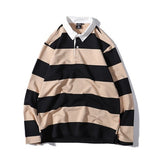 Advbridge Green Striped Patchwork Sweatshirts Men Women Casual Turn-Down Collar Pullovers Loose Retro Harajuku Hip Hop Streetwear Unisex