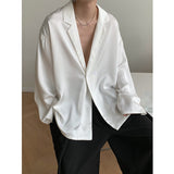 Advbridge Autumn Black White Silk Blazer Men's Fashion Business Society Mens Suit Jacket Korean Loose Casual Dress Jacket Men M-XL