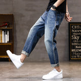 Advbridge Baggy Jeans Men Harem Pants Loose Fit Spring Summer Lightweight Light Blue Wide Leg Denim Pants Oversize Man Trousers