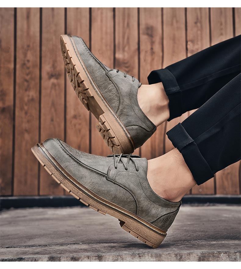 Advbridge Casual men's leather shoes new soft bottom autumn and winter British style trend casual all-match men's shoes