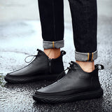 Advbridge High-Top Mens Shoes Spring Autumn Male Sneakers Leisure Walking Footwear Soft Comfortable Leather Fashion Man Casual Shoes
