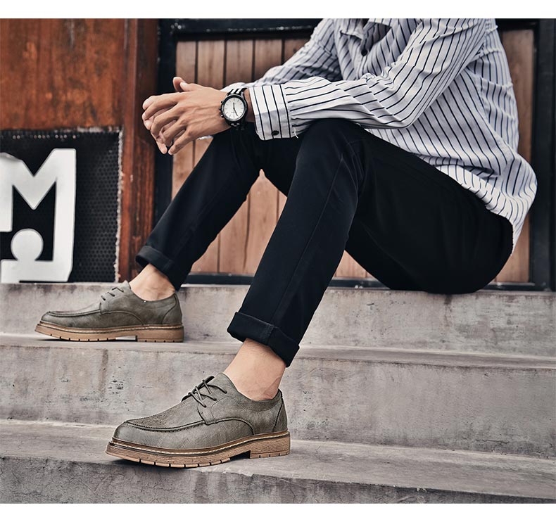 Advbridge Casual men's leather shoes new soft bottom autumn and winter British style trend casual all-match men's shoes