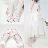 Advbridge Japanese Ladies Kawaii Girl Sweet Lolita Shoes Vintage Round Toe Cross Bandage Women Shoes Cute Lace Bowknot Kawaii Loli Shoe