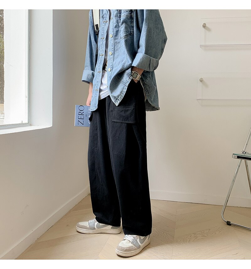 Advbridge Men's Thick Overalls Loose Elastic Waist Casual Pants High-quality Vintage Style Trousers Oversized Sweatpants Size M-2XL