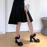 Advbridge Black Gothic Autumn New Square Toe Chunky Ultra High Heels Mary Jane Shoes Anime Cosplay Lolita Women's Pumps Goth Punk Shoes