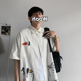 Advbridge Short sleeve work shirt men's Korean version trend handsome shirt coat very fairy coat ruffian handsome loose chemise homme