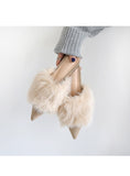 Advbridge real rabbit fur women slippers pointed toe slides shoes with long fur mules woman luxury pantoufle femme real furry footwear 616