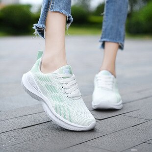 Advbridge Women's Knitted Sneakers Low Heels Women Vulcanized Shoes Lace Up Mesh Breathable Spring Autumn Female Running Shoe Casual