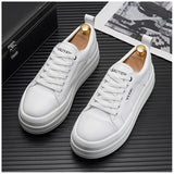 Advbridge New White Leather Men Casual Shoes fashion Platform Sneakers Trainers Height Increasing Shoes Chaussure Homme
