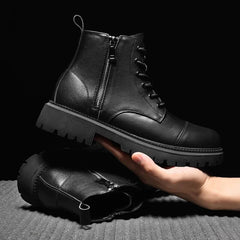 Advbridge Male Winter Boots Ankle Boots Leather Fashion Shoes Men Safety Shoes Non-slip Military Boots Casual Luxury Genuine Leather Shoes