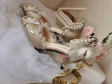 Advbridge Japanese Lolita Tea Party High Heels Champagne Elegant Sweet high heel vintage lace bowknot  kawaii shoes cosplay loli