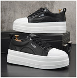 Advbridge New White Leather Men Casual Shoes fashion Platform Sneakers Trainers Height Increasing Shoes Chaussure Homme