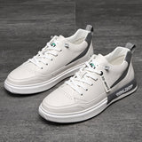 Advbridge Fashion Men British Style Leather Casual Shoes Lightweight Breathable Flats Luxury Platform Shoes Men's White Walking Sneakers