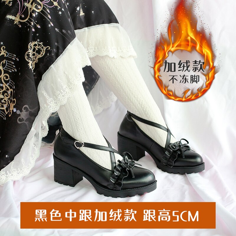 Advbridge Japanese College Mori Girl Jk Uniform Pu Leatehr Platform Lolita Gothic Round Head Mary Jane Lolita Shoes Plus Velvet Anime Girl
