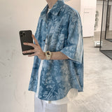 Advbridge Thin Hawaiian Shirt Boys' summer fashion loose top design tie dye short sleeve floral shirt coat
