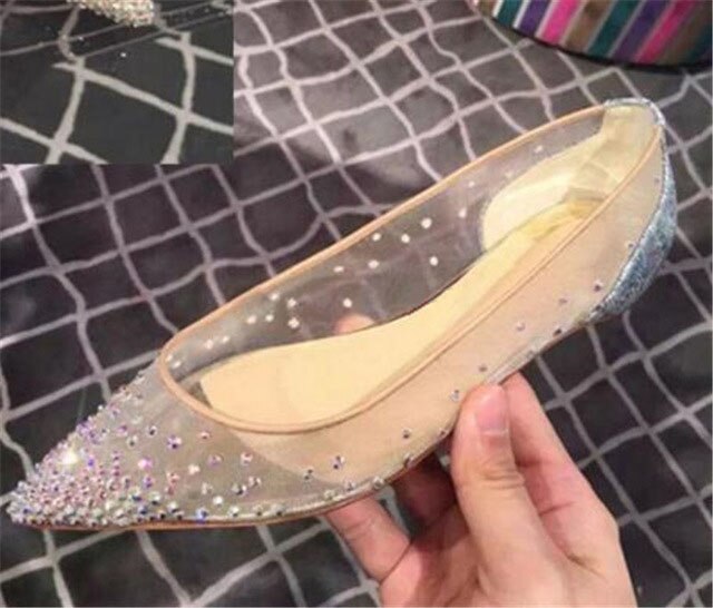 Advbridge Charming Ladies Glitter Rhinestone Mesh Pumps Pointed Toe Summer Nude Black Lace Crystal Sequined High Heels Wedding Shoes