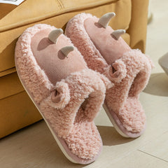 Advbridge Warm Faux Fur Women Men Cartoon Slippers Soft Plush Indoor Home Ladies Winter Shoes Lovers House Floor Cotton Slipper