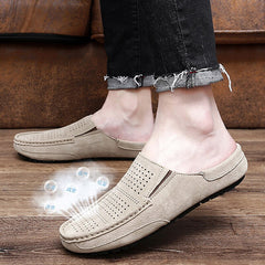 Advbridge Spring And Autumn Men's Shoes Half Slippers Casual Luxury Shoes Men Fashion Breathable Antiskid Shoes Home And Outdoor Shoes