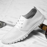 Advbridge Men White Shoes Man Fashion Oxfords Men Shoes Plus Size 38-48 Lightweight Walking Breathable Genuine Leather Male Formal Shoes