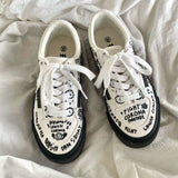 2022 Summer Hand-painted Women's Espadrilles Streetwear Zapatillas Mujer Girls' Canvas Sneakers Casual Letter Print Footwear