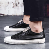 Advbridge Men Genuine Leather Casual White Shoes Mens Slip on Lazy White Shoe Fashion Breathable Comfortable Cowhide Flats Loafers