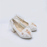 Advbridge Fashion Tea Party Prom Lolita Cute Buckle Bow Pearl Flower Wedding High Heels Cosplay Loli Shoe Gothic Anime Woman Kawaii Shoes