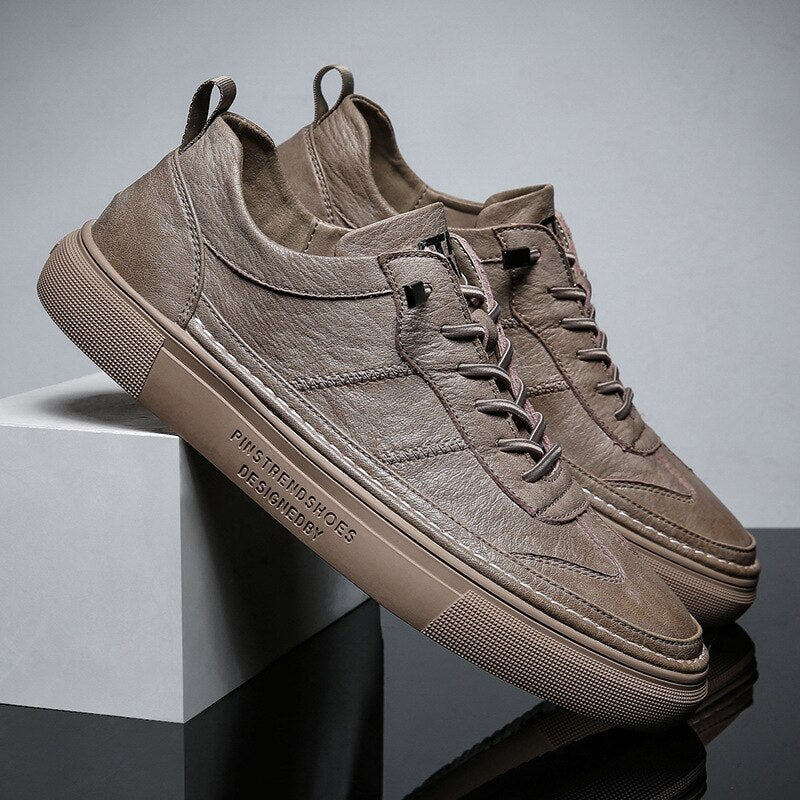 Advbridge Luxury Genuine Leather Men's Sneakers Lace Up Mens Casual Shoes Outdoor Daily Shoes Male Handmade Leisure Shoes For Man