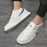 Advbridge Fashion Men British Style Leather Casual Shoes Lightweight Breathable Flats Luxury Platform Shoes Men's White Walking Sneakers