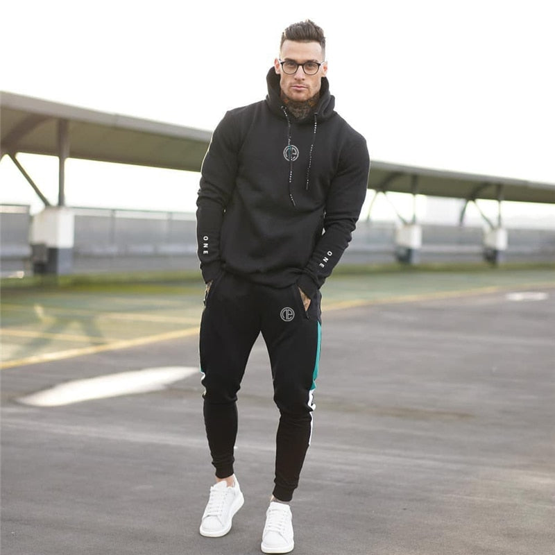 Advbridge Running sports track suit men&#39;s sportswear suit sweatshirt + sports pants gym fitness hoodie pants suit jogging clothing