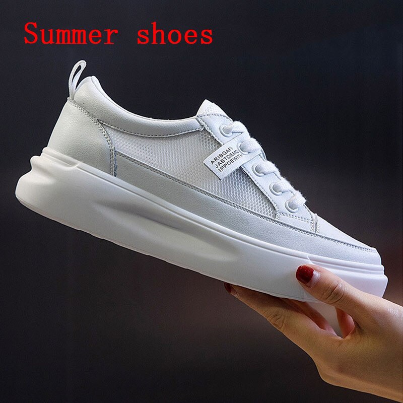 Advbridge New Large Size Women's Sports Shoes Autumn Leather Light Sports Shoes Women's Casual Breathable Thick-soled Vulcanized Shoes