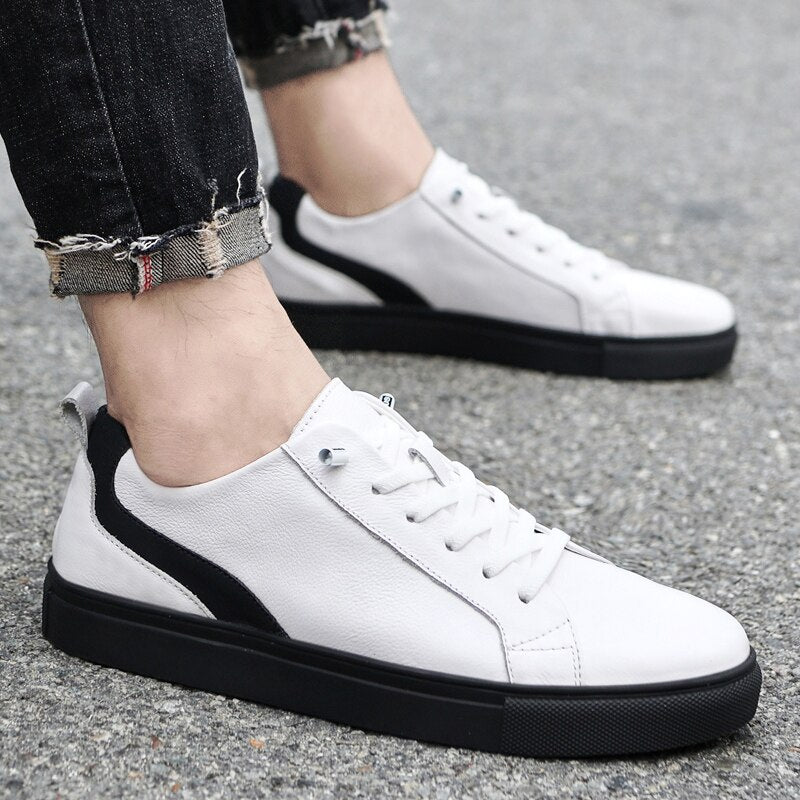 Advbridge Genuine Leather Shoes Casual Sneakers Men Shoes Comfortable Quality Leather Shoes Men Korean Version White Shoes